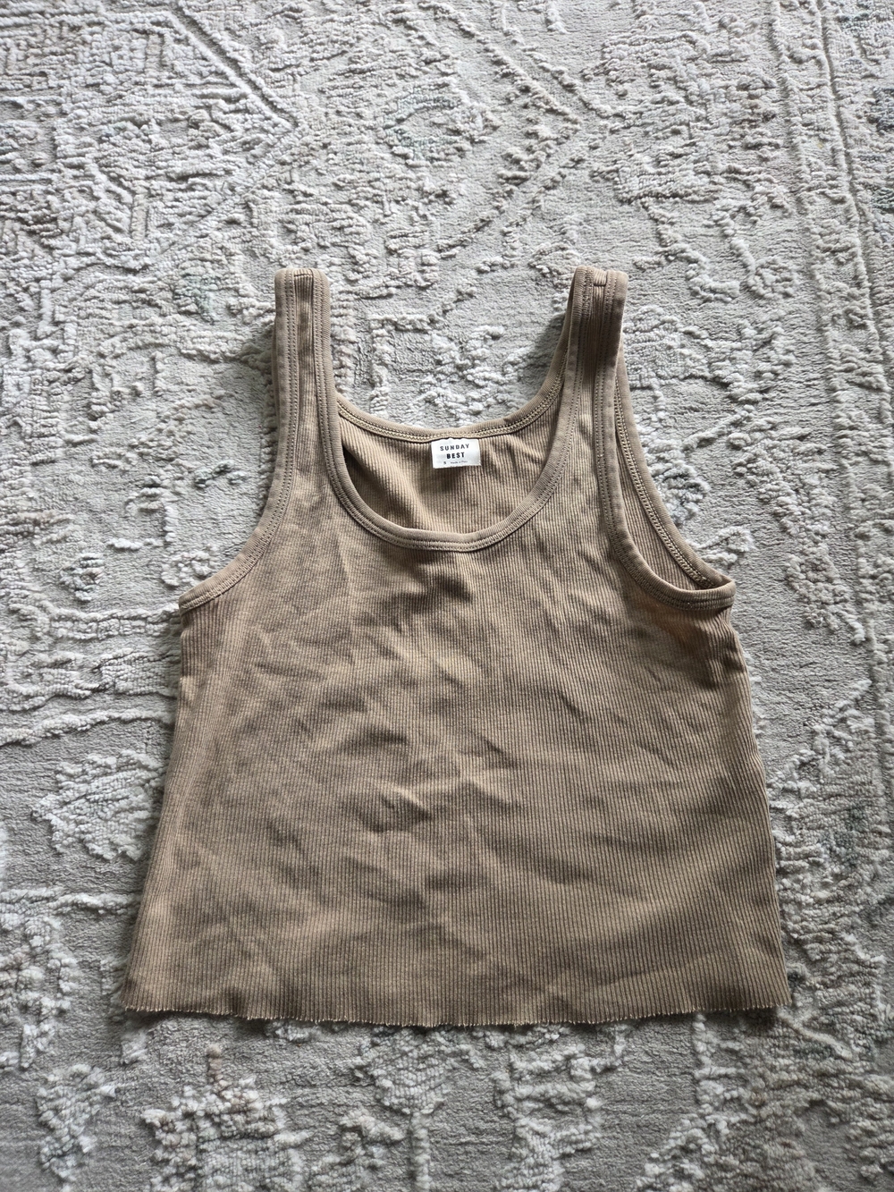 Sunday Best Ribbed Tank Top in Taupe Beige